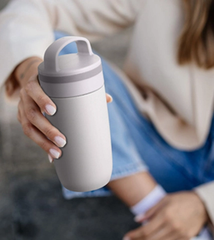 كوب قهوة 12 أونصة بغطاء مقبض 2 في 1